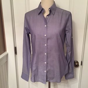 BROOKS BROTHERS 346 TOP BLOUSE BUTTON DOWN BLUE TAB SLEEVE NEW NWOT Size 8